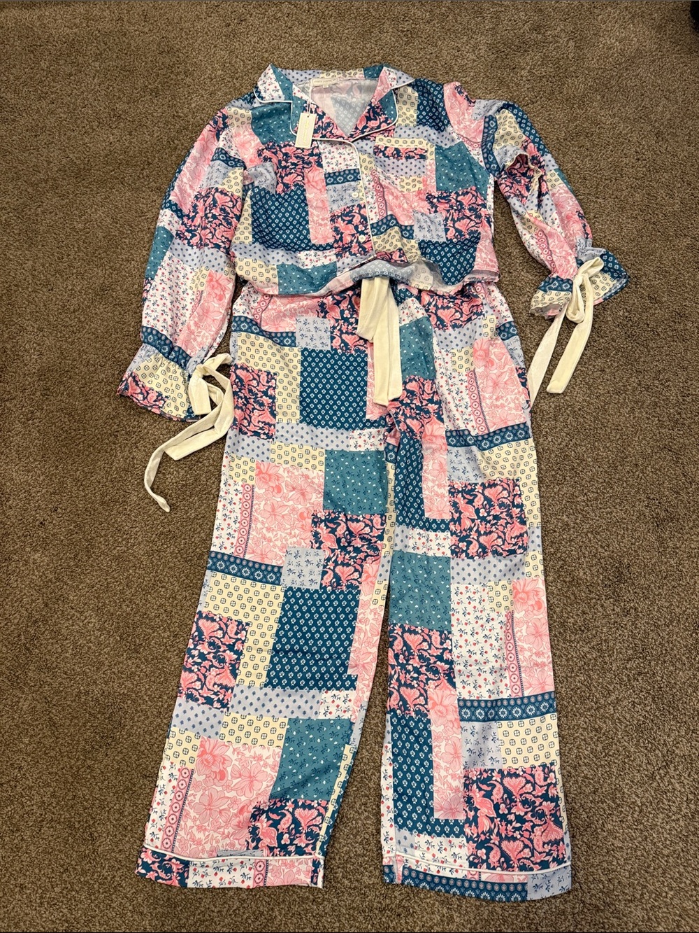 Simply Southern Pink & Blue Patchwork Pajama Set